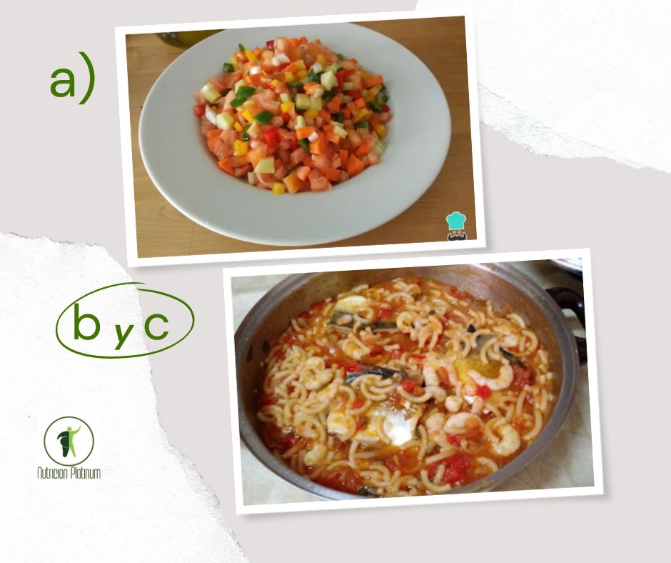 Pipirrana con fideos con caballa